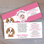 Invitatii botez Catelus - Cu Eticheta si plic Roz - IBE-20