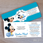 Invitatii botez Mickey Mouse - Cu Eticheta si plic Albastru - IBE-21