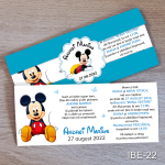 Invitatii botez Mickey Mouse - Cu Eticheta si plic Albastru - IBE-22