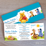 Invitatii botez Winnie the Pooh - Cu Eticheta si plic Albastru - IBE-24