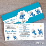 Invitatii botez Strumfi - Cu Eticheta si plic Albastru - IBE-30