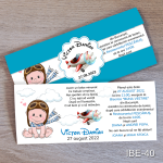 Invitatii botez Micul pilot - Cu Eticheta si plic Albastru - IBE-40