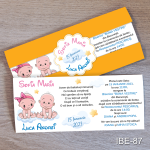 Invitatii botez gemeni - Cu Eticheta si Plic Galben - IBE-87