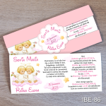 Invitatii botez gemeni - Ingerasi - Cu Eticheta si Plic Roz Pastel - IBE-86