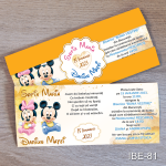 Invitatii botez gemeni - Minnie si Mickey - Cu Eticheta si Plic Galben - IBE-81
