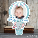 Marturii botez magnetice Balon aer cald - Elefant - MFBA-13