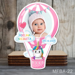 Marturii botez magnetice Balon aer cald - Unicorn - MFBA-22