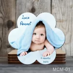 Marturii magnetice botez baieti forma Floare - MCM-01