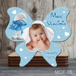 Marturii botez baiat - Magneti forma Fluture - Strumf - MCF-35