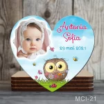 Marturii botez fete Magneti forma Inima - Bufnita - MCI-21