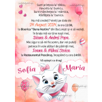 Invitatie digitala botez fetite - Pisicuta Marie - IB-07