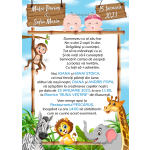 Invitatie digitala botez gemeni fetita si baiat - Jungla - IB-71