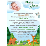 Invitatie digitala botez cu poza - baieti - Animalute in padure - IBF-21