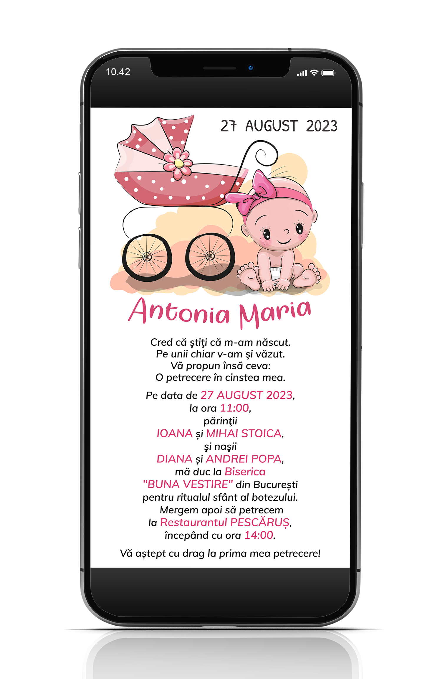 Invitatie digitala botez fetite - IDF-08