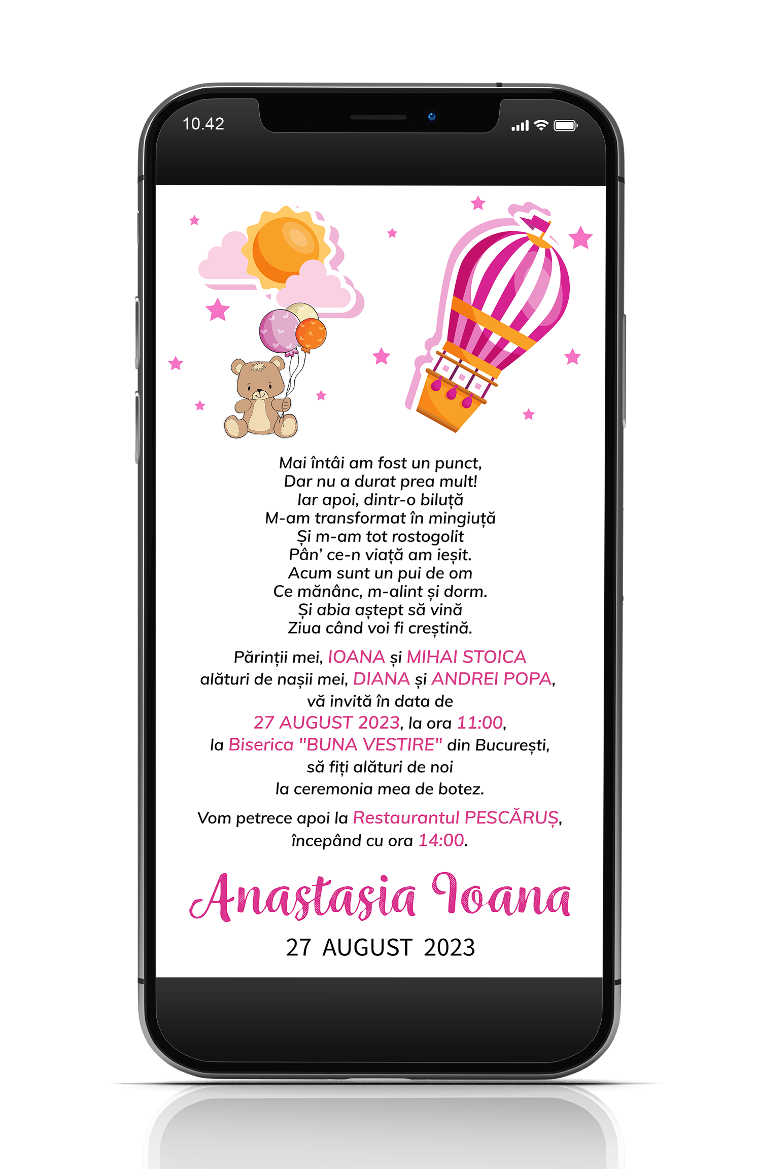 Invitatie digitala botez fetite - IDF-14