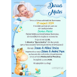 Invitatie digitala botez cu poza - baieti - Girafa - IBF-23