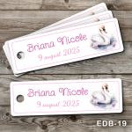 Etichete personalizate botez dreptunghiulare - Lebada - EDB-19