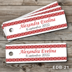 Etichete personalizate botez dreptunghiulare - Motive traditionale romanesti - EDB-21