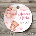 Etichete marturii botez rotunde - Ursulet cu baloane - ERB-58