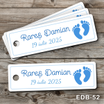 Etichete personalizate botez dreptunghiulare - Talpi Bebe - EDB-52