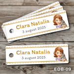 Etichete personalizate botez dreptunghiulare - Printesa Sofia - EDB-09