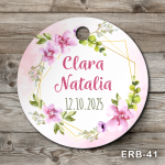 Etichete marturii botez rotunde - Decoratiuni florale - ERB-41