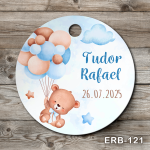 Etichete marturii botez rotunde - Ursulet cu baloane - ERB-121