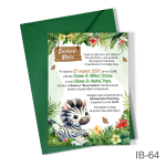 Invitatii botez baieti cu plic colorat - Safari Zebra - IB-64 - imagine 2