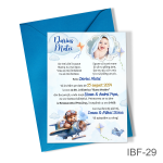 Invitatii botez baieti cu poza si plic colorat - Ursulet in avion - IBF-29