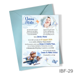 Invitatii botez baieti cu poza si plic colorat - Ursulet in avion - IBF-29 - imagine 2