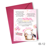 Invitatii botez fetite cu plic colorat - Barza - IB-12