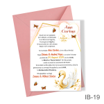 Invitatii botez fetite cu plic colorat - Lebada - IB-19