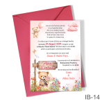 Invitatii botez fetite cu plic colorat - Ursulet - IB-14
