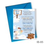 Invitatii botez baieti cu plic colorat - Barza - IB-85