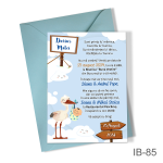 Invitatii botez baieti cu plic colorat - Barza - IB-85 - imagine 2