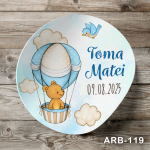 Etichete autocolante rotunde - Ursulet in balon cu aer cald - ARB-119